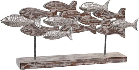 Figurine déco DKD Home Decor fini antique brun, aluminium et manguier