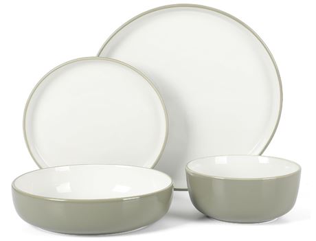 Ens. 16 pcs - vaisselle Gibson Homeware vert et blanc