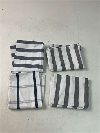 Serviettes Madison Stripe en lin pur noir et blanc lot de 4