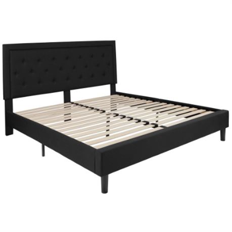 Flash Furniture — Lit plateforme capitonné Roxbury King noir