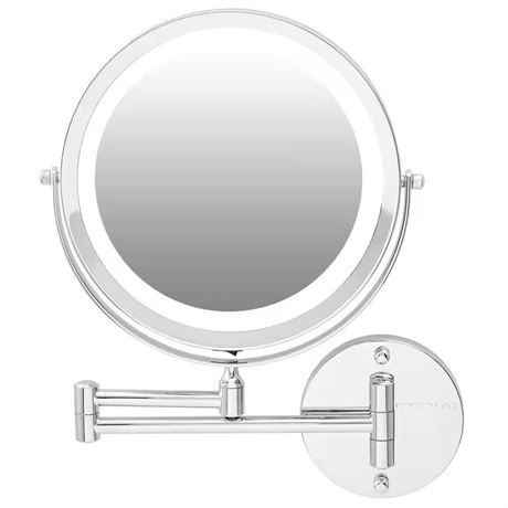 Miroir maquillage mural lumineux grossissant 1.6x13.2 po chrome poli