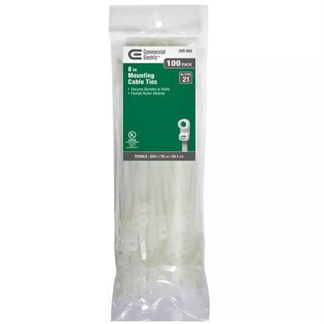 Attaches câble 8 po montables 75 lb UL 21 paquet de 100 naturel