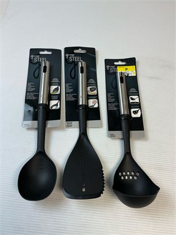 Spatules cuisine antiadhésives en plastique motif poisson lot de 3