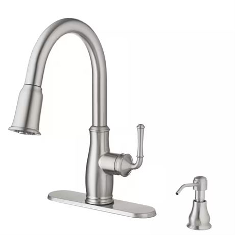 Robinet cuisine Glacier Bay Kagan inox bec rétractable 15 po