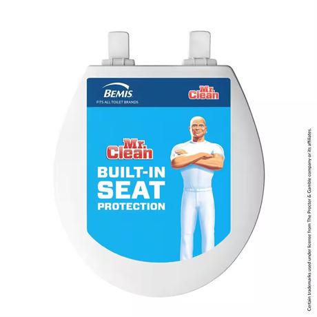 Siège toilette Atwood Mr. Clean rond antimicrobien fermeture douce bois blanc