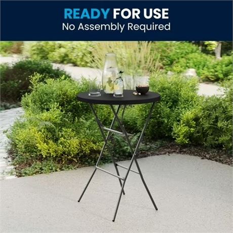Table bar plastique ronde Flash Furniture commerciale 2,6 pi noire int/ext