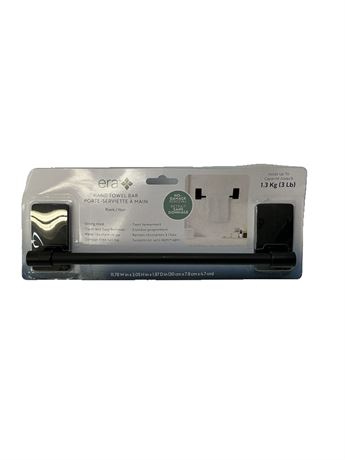 Barre essuie-main Era noir mat bandes hydrofuges déco salle de bain 30cm