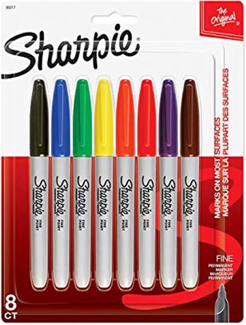 Marqueurs permanents Sharpie pointe fine lot de 8 couleurs