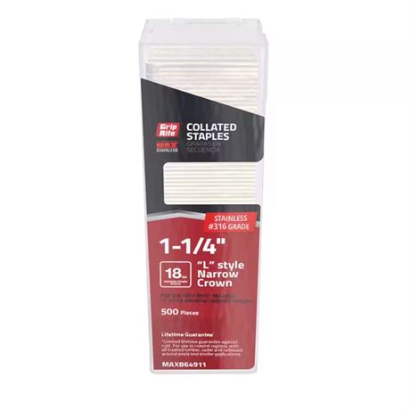 Agrafes inox 18 ga calibre étroit 1-1/4 po – 500 unités
