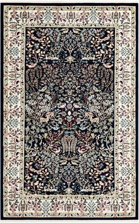 Tapis rectangulaire Narenj 5'3 x 8 pi bleu marine