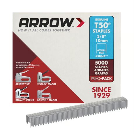Agrafes Arrow T50 3/8 po calibre 18 usage intensif – 5000