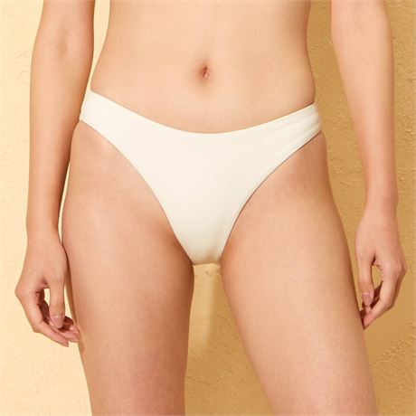 S - Bas bikini taille basse jambe haute couv. cheeky crème (MSRP : $30 CAD)