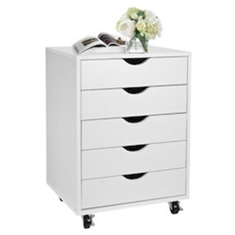 Commode rangement 5 tiroirs Naomi Home blanche