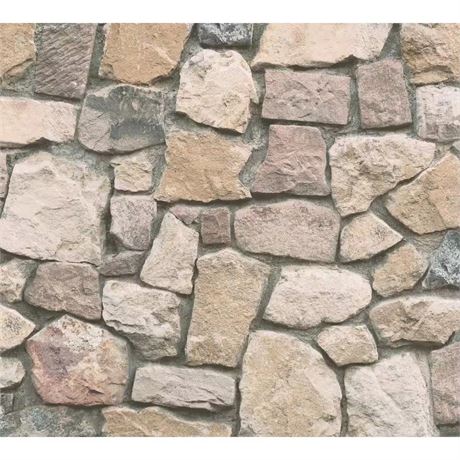 Papier peint pierre naturelle Morris Neutral pelable