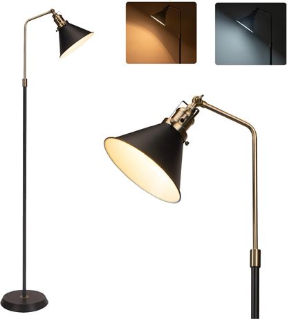 FIL MANQUANT - Lampe de lecture sur pied noire avec tête ajustable en métal