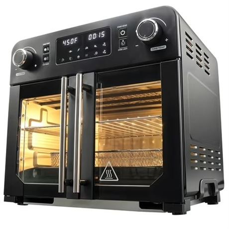 Four friteuse à air Elite Gourmet portes françaises 23 L noir programm.