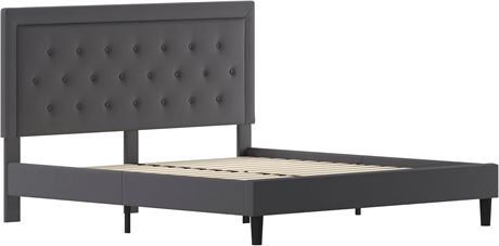 Lit plateforme king Roxbury tufté noir