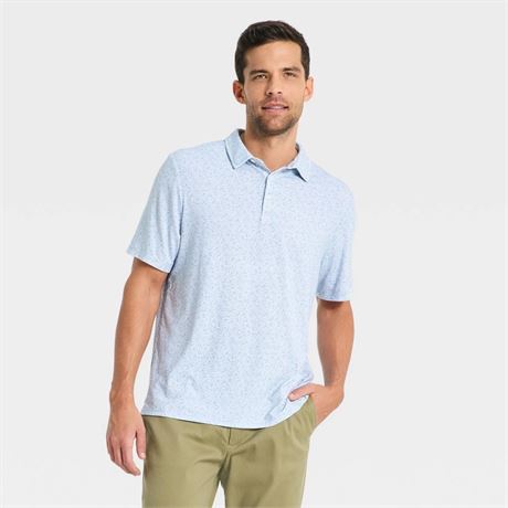 M - Polo Comfort Wear floral hommes Goodfellow & Co bleu clair