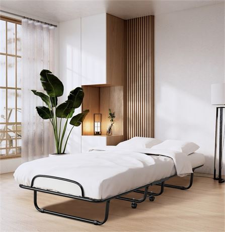 Lit pliant à roulettes matelas mousse mémoire cadre métal robuste