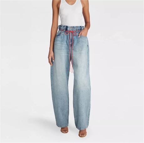 00 -Jean KBB by KAHLANA pour femme, coupe droite, modèle « The Paper Bag Jean »