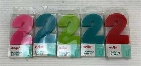 Ens. 5 bougies chiffre 2