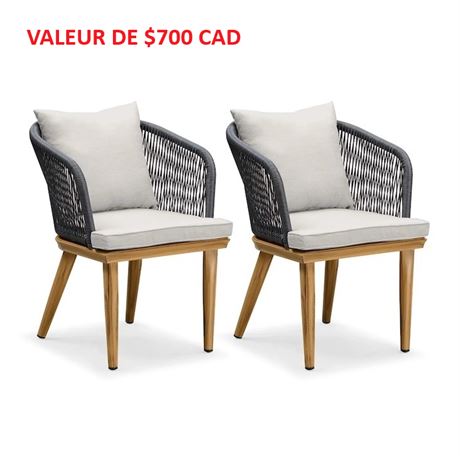 Ens. 2 - chaises patio PURPLE LEAF rotin toutes saisons