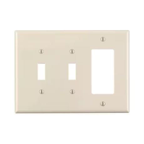 Plaque murale Leviton 3 postes 2 toggle amande