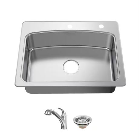 Évier cuisine 33 po à encastrer 1 cuve inox 20 ga avec poussoir