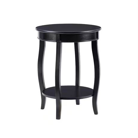 Table d'appoint ronde Justine bois noir 18 po avec tablette