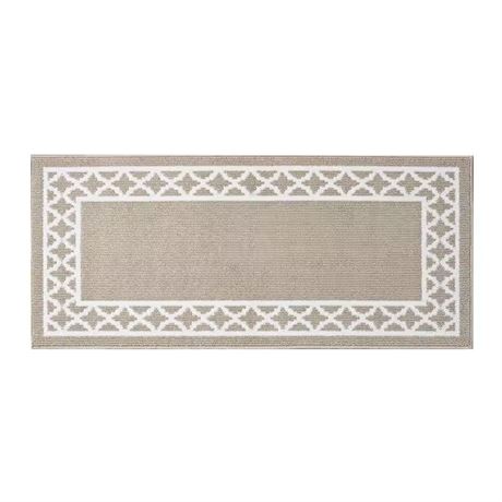 Tapis touffeté lavable antidérapant beige/blanc 2,2 x 6 pi
