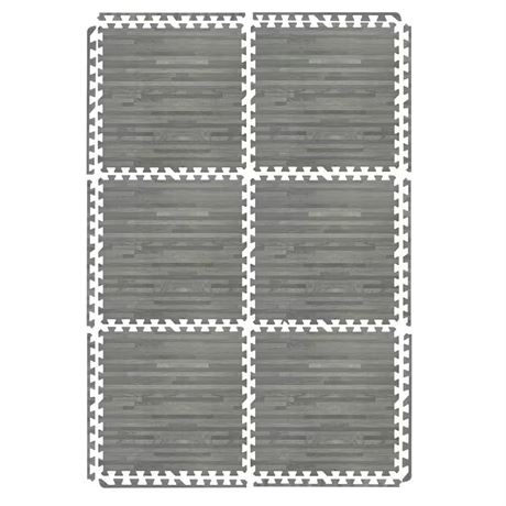 Dalles de sol imitation bois 24 x 24 po EVA gris emboîtables