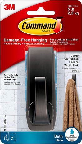 Crochet salle bain métal Command bronze