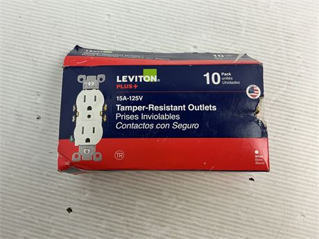 LOT DE 10 - Prise duplex Leviton 15 A 125 V blanche