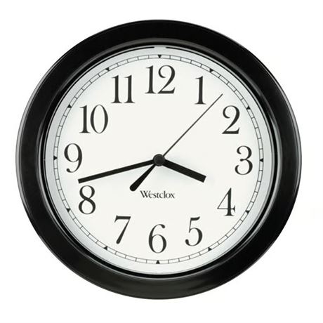 Horloge murale analogique Westclox 8-1/2 x 8-1/2 po plastique noir/blanc