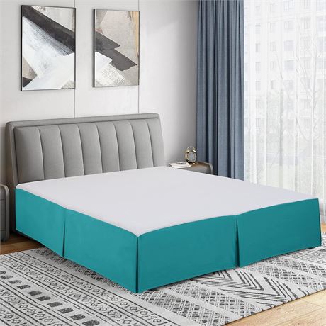 CRÈME VOIR PHOTOS - Jupe de lit Cathay Home QUEEN microfibre brossée plissée