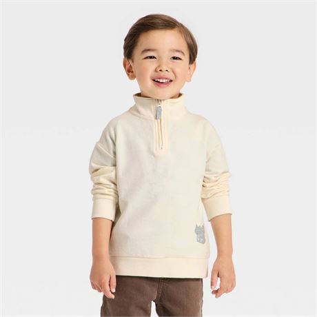 Ouaté zip 1/4 tout-petits garçons Cat & Jack crème 4T