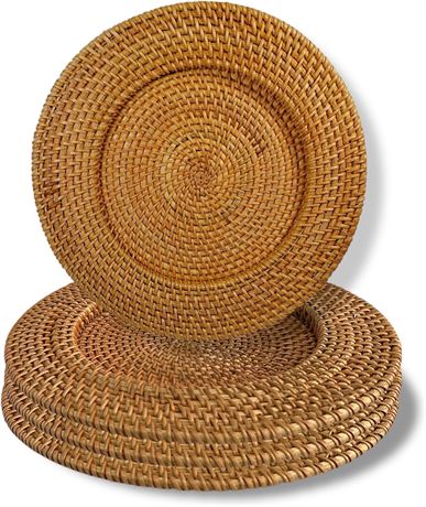 Assiettes de présentation en rotin tressé naturel