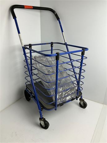Chariot utilitaire bleu roulant