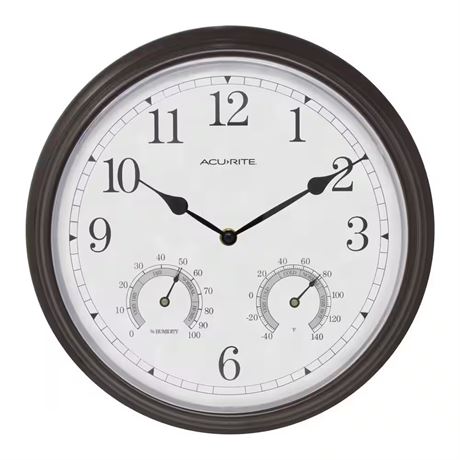 Horloge thermo hygromètre bronze 13 po