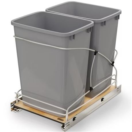 Poubelles coulissantes doubles Rev-A-Shelf 35 pte, grises, 54WC-1835SC-17-1