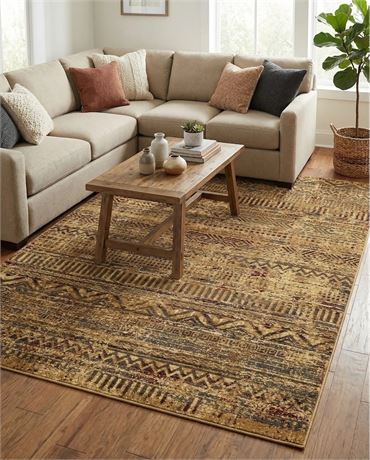 Tapis Unique Loom Saturn rectangulaire 5'3 x 8 pi - beige/brun