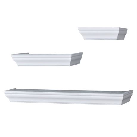 Ens. 3 tablettes flottantes traditionnelles murales Hometrends blanc