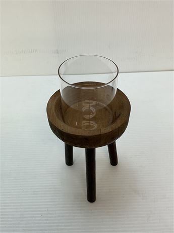 Vase en verre porte-bougie