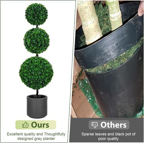 Arbres topiaires artificiels 4 pi avec pot gris