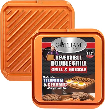 Poêle gril et plaque Gotham Steel réversible antiadhésive