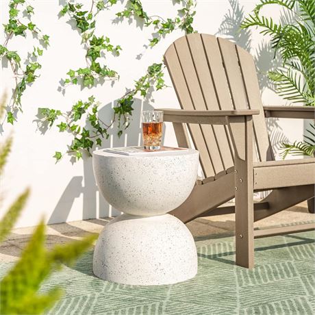 Table d'appoint extérieure Glitzhome robuste faux terrazzo (1)