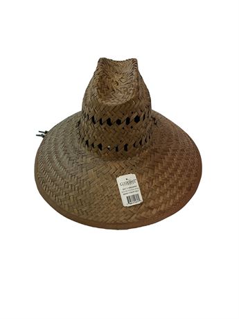 Chapeau paille large bord UV floral