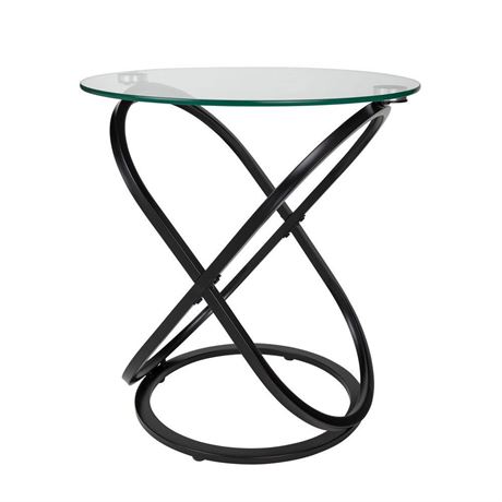 Table appoint ronde verre 22 po noire