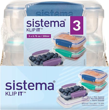 Contenants alimentaires Sistema Klip It 200 ml lot de 3