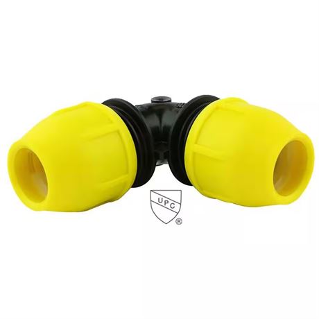 Coude gaz poly jaune 1-1/4 po 90°